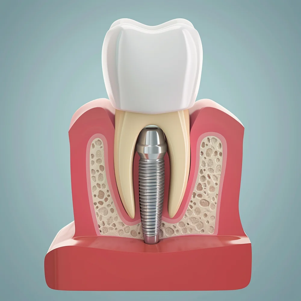 Cross sectional view of a dental implant.