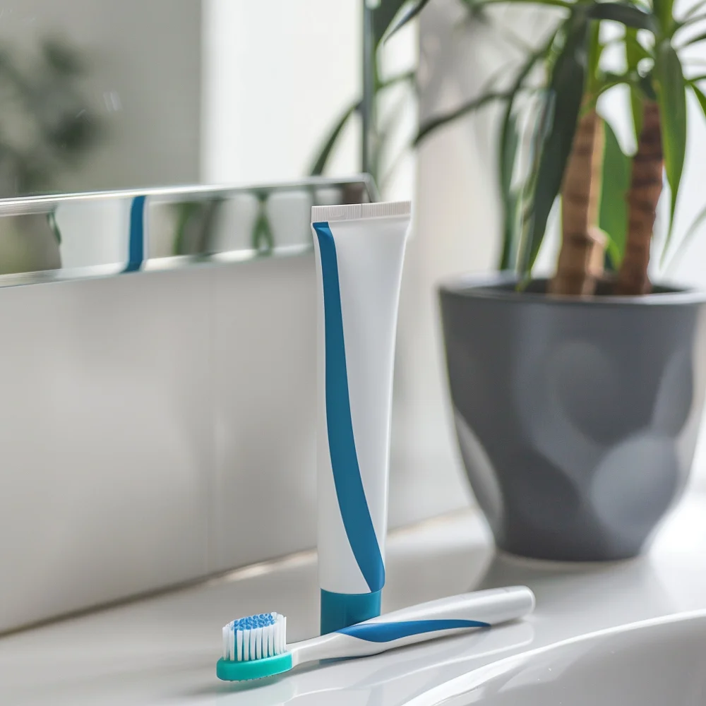 Desensitising toothpaste to treat tooth sensitivity.
