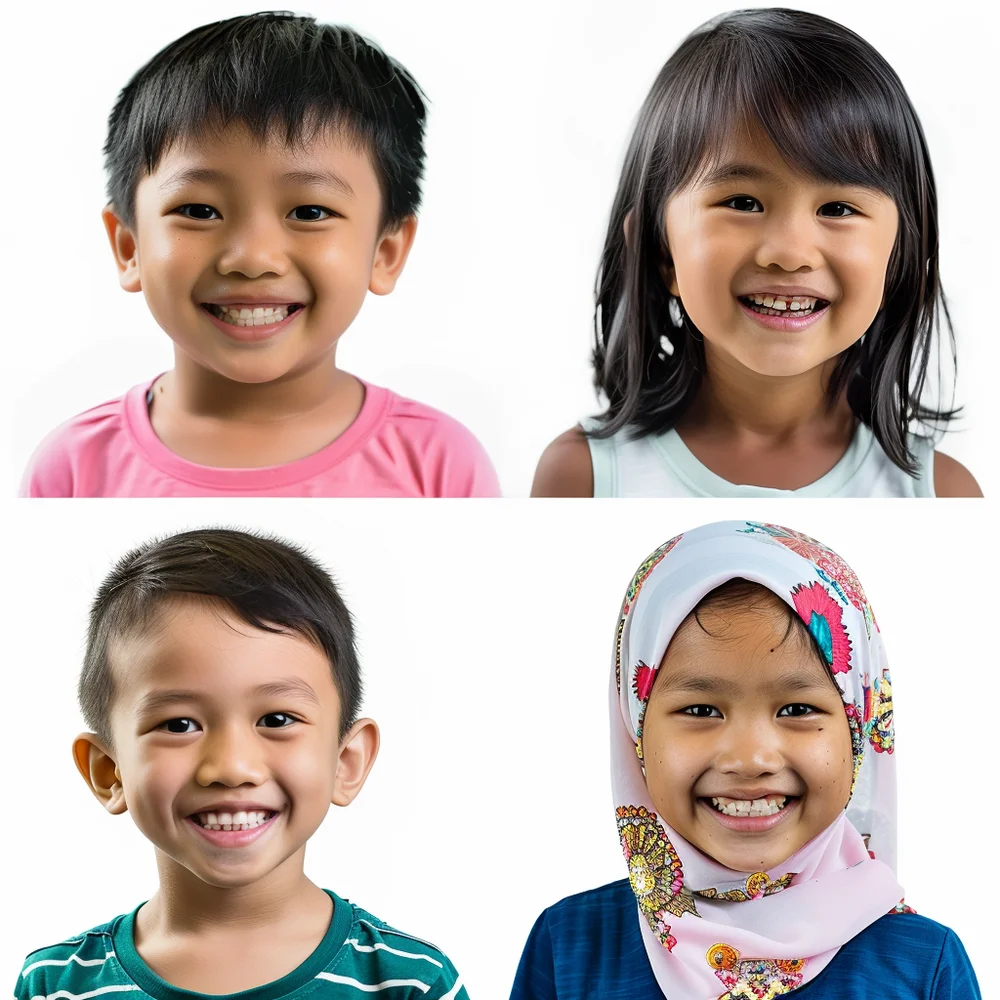 Group of smiling Singaporean children representing good oral health through regular dental visits.